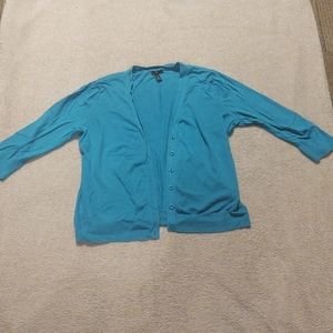 Gap XL bright blue button-up cardigan 3/4 sleeve